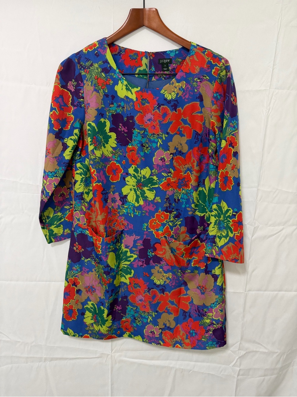 J. Crew Multicolor Floral Shift Dress in Blue and Purple